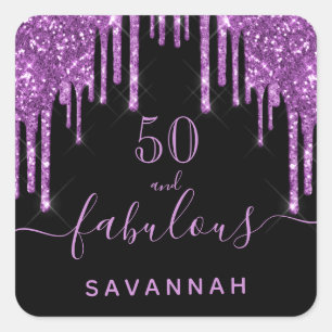 Sticker Carré Fabuleux anniversaire noir violet parties scintill