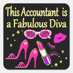 STICKER CARRÉ FABULEUX DIVA COMPTABLE DIVA