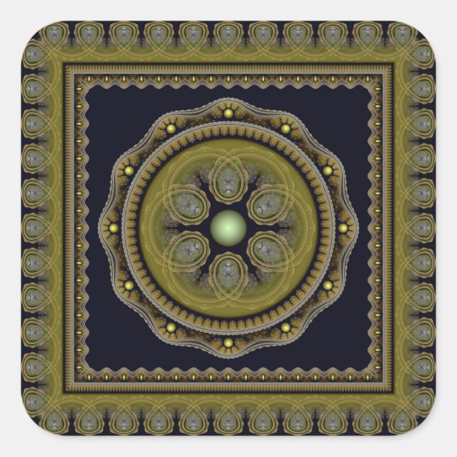Sticker Carré Fabuleux mandala motif fractal (Devant)