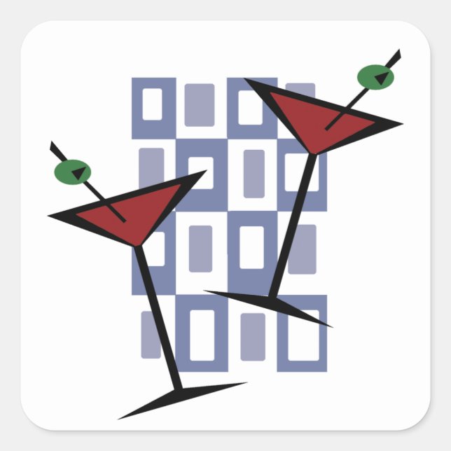 Sticker Carré Fabuleux Martini style Vintage (Devant)