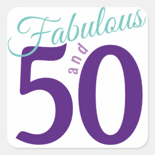 Sticker Carré Fabulous Purple Turquoise Simple moderne 50e anniv