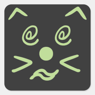 Sticker Carré Face de chat Emoji mignon