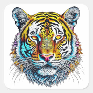 Sticker Carré Face de tigre Abstraite cool