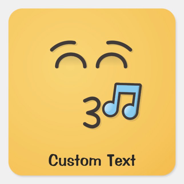 Sticker Carré Face sifflante avec yeux souriants Classic Round S (Devant)