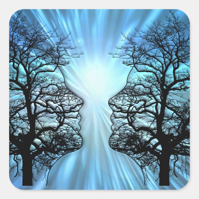 Sticker Carré FACES in Trees Look Like Brain Nerves (Devant)