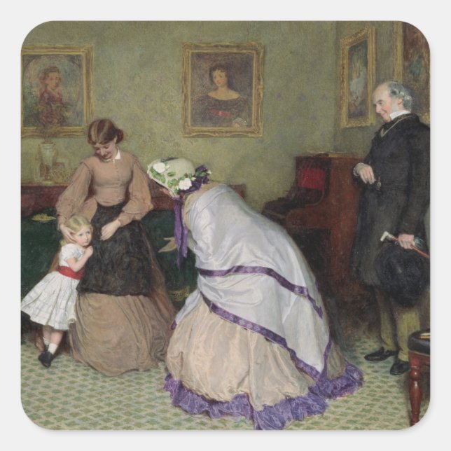 Sticker Carré Faces planes (w/c & bodycolour on paper) (Devant)