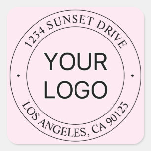 Sticker Carré Facile Logo Remplacement & Editable Texte Rose Omb