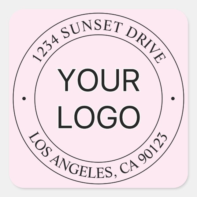 Sticker Carré Facile Logo Remplacement & Editable Texte Rose Omb (Devant)