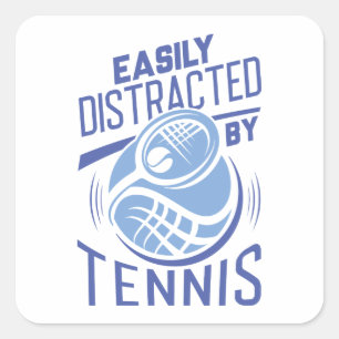 Sticker Carré Facilement Distrait Par Le Tennis