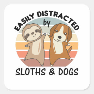 Sticker Carré Facilement Distrait Par Les Fentes Et Chiens Fente