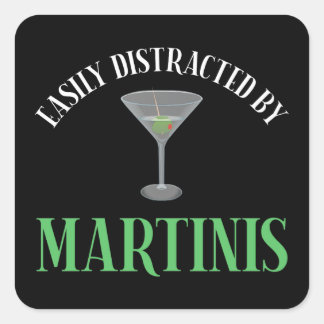 Sticker Carré Facilement Distrait Par Les Martinis