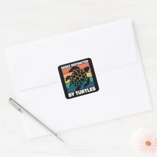 Sticker Carré Facilement Distrait Par Les Tortues Cool Animal Me
