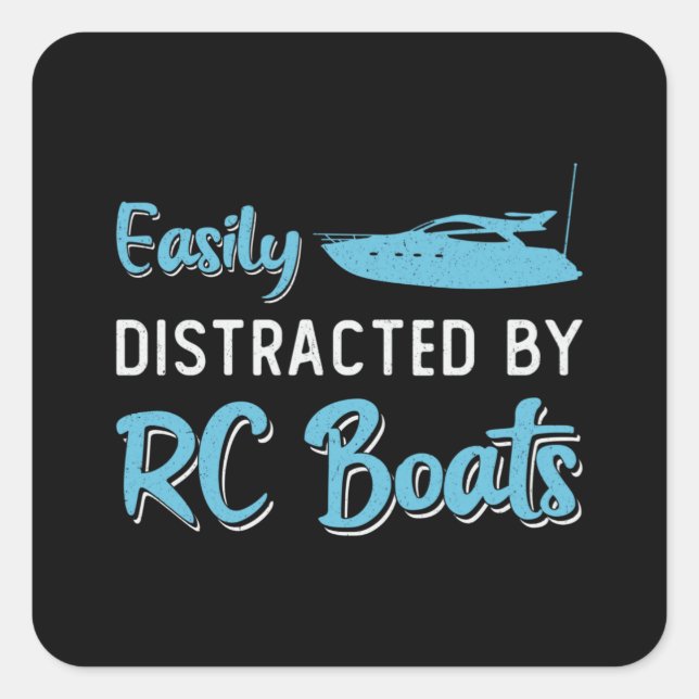 Sticker Carré Facilement Distrait Par RC Boats Model Funny RC Bo (Devant)