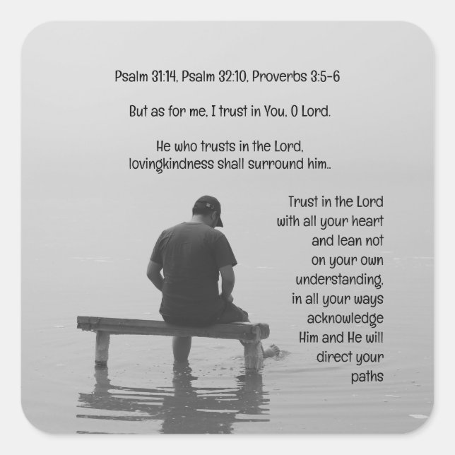 Sticker Carré Faire Confiance au Seigneur Verset Biblique Réconf (Devant)