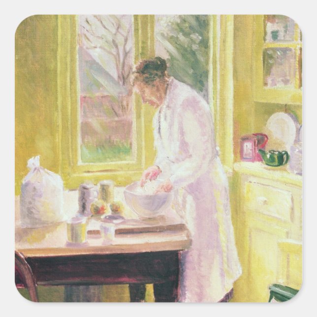 Sticker Carré Faire de la tarte aux pommes (Devant)