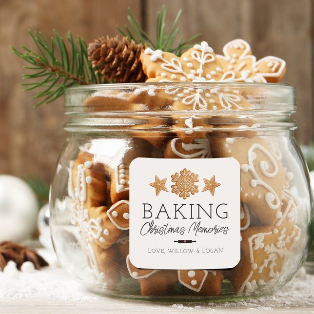Sticker Carré Faire des souvenirs de Noël (Baking Christmas Memories Classic Square Sticker)