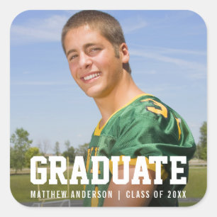 Sticker Carré Faire-part de graduation sportive moderne photo