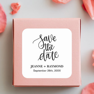 Sticker Carré Faire-part de mariage personnalisé avec lettrage p