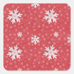 Sticker Carré Faire-part de Noël avec des flocons de neige