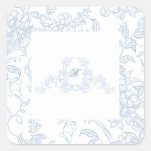Sticker Carré Faire-Part de Remise de Cadeaux de Mariée Fleur Sa
