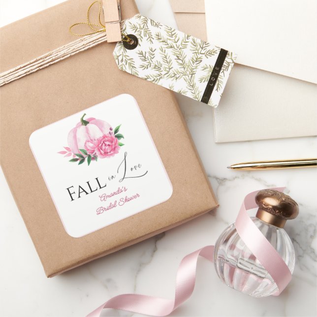 Sticker Carré Faire Tomber en Amour Rose Foncé Citrouille Fête d (Cadeaux)