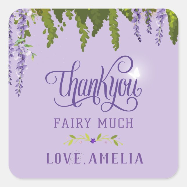 Sticker Carré Fairy First Girl's 1st Birthday Enchanted forest (Devant)
