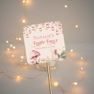 Sticker Carré Fairy Premier thème Fille 1er anniversaire fête Pe