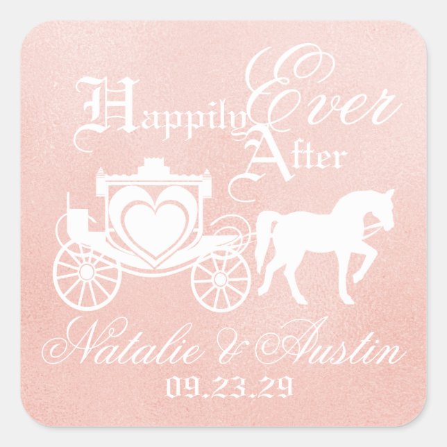 Sticker Carré Fairy Tale Carriage Blush Rose (Devant)