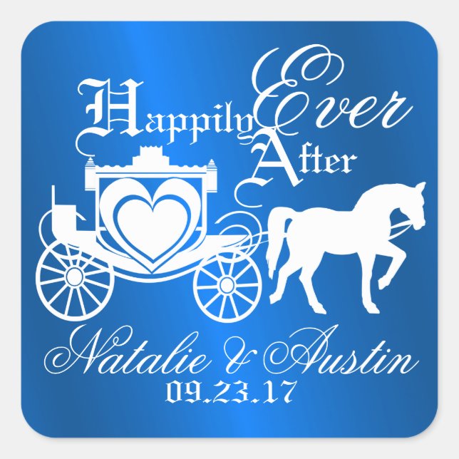 Sticker Carré Fairy Tale Carriage Sapphire Blue (Devant)