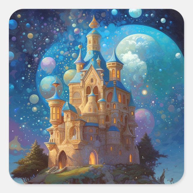 Sticker Carré Fairy Tale Castle Imaginaire Art (Devant)