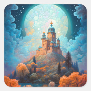 Sticker Carré Fairy Tale Castle Imaginaire Art