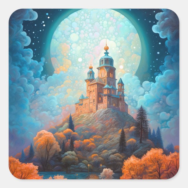 Sticker Carré Fairy Tale Castle Imaginaire Art (Devant)