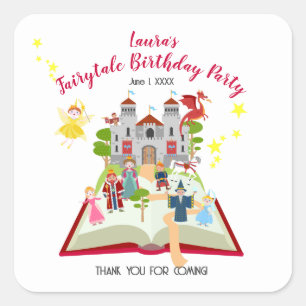 Sticker Carré Fairytale Stories Fille fête d'anniversaire