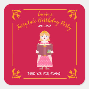 Sticker Carré Fairytale Stories Fille fête d'anniversaire