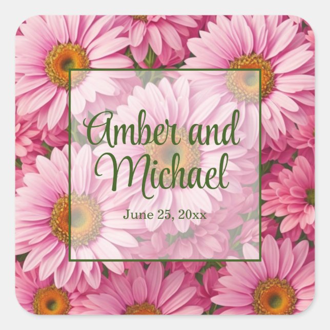 Sticker Carré Faisceaux rose rose printanière rose pâle margueri (Devant)
