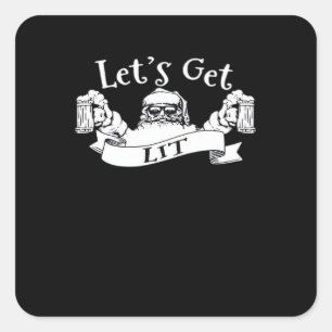 Sticker Carré Faisons de la bière Père Noël amusante à boire Noë