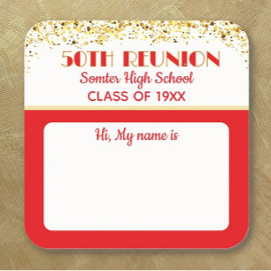 Sticker Carré Faisons la fête ! 50e réunion de classe personnali