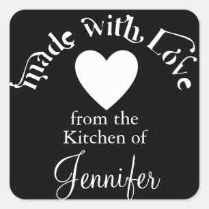 Sticker Carré Fait Avec Amour De La Cuisine De