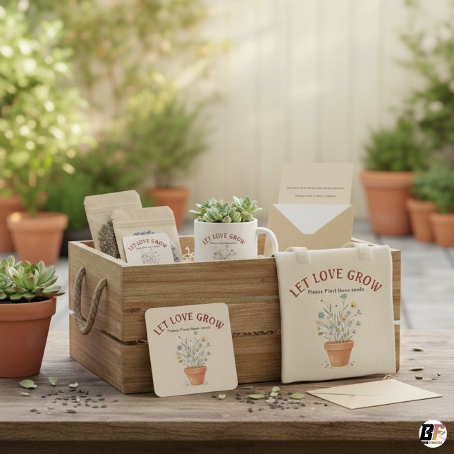 Sticker Carré Faites Pousser l'Amour Pochette de Graines de Fleu (Créateur téléchargé)