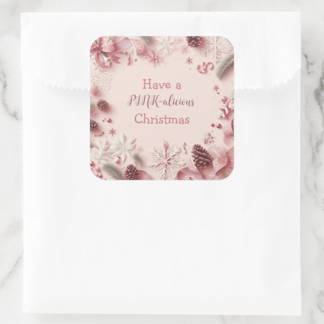 Sticker Carré Faites un Noël à la ROSE (Sac)