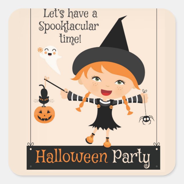 Sticker Carré Faites une fête d'Halloween Spooktacular (Devant)