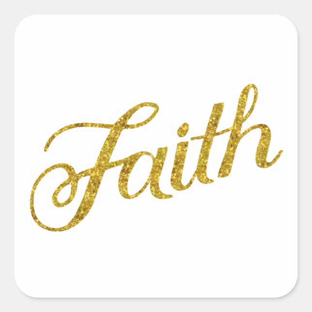 Sticker Carré Faith Gold Faux Parties scintillant Metallical Ins (Devant)