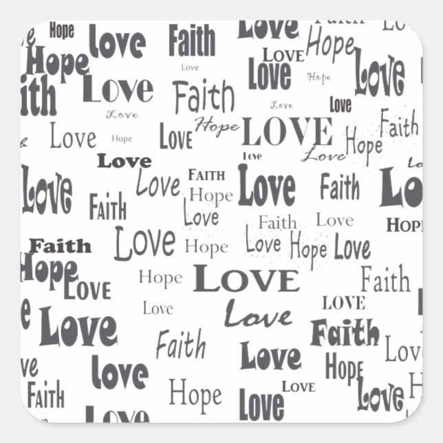 Sticker Carré Faith Hope Love (Devant)