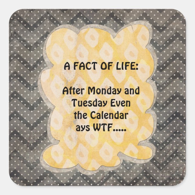 Sticker Carré Faits Fun WTF (Devant)