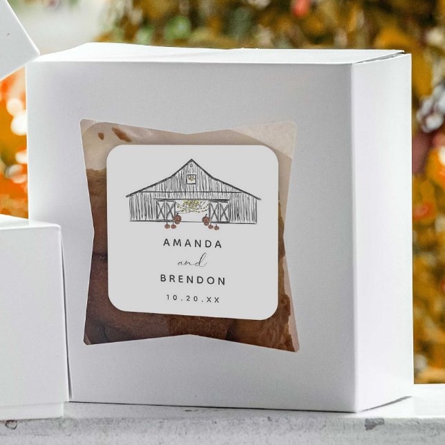 Sticker Carré Fall Barn Mariage Citrouille (Créateur téléchargé)