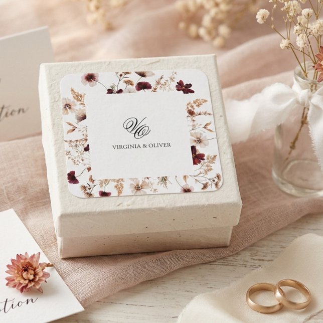 Sticker Carré Fall Wildflowers Floral Wedding  (Créateur téléchargé)