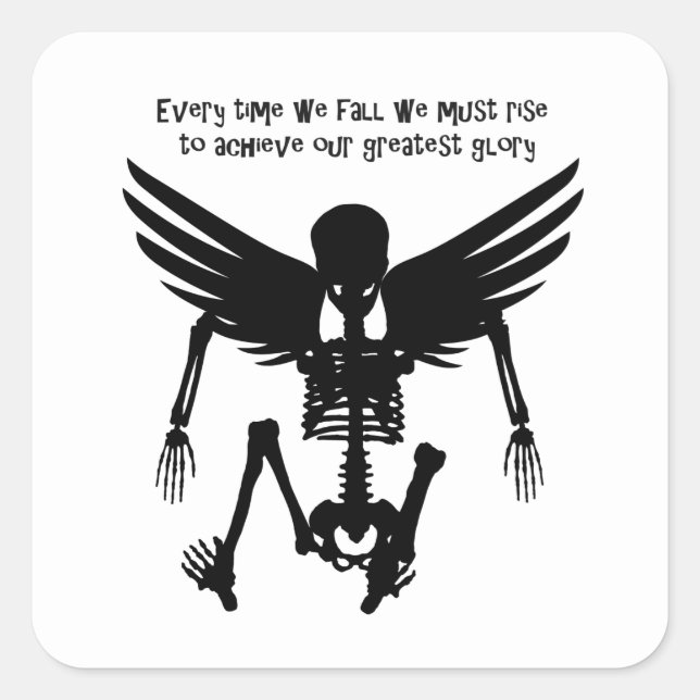 Sticker Carré Fallen Angel Skeleton cite Wise Words Art (Devant)