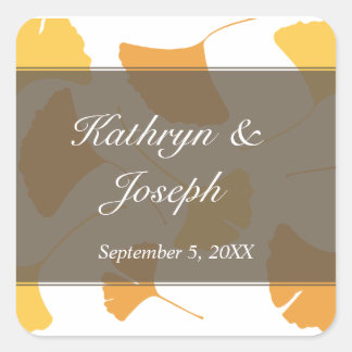 Sticker Carré Falling ginkgo feuille gris mariage faveur