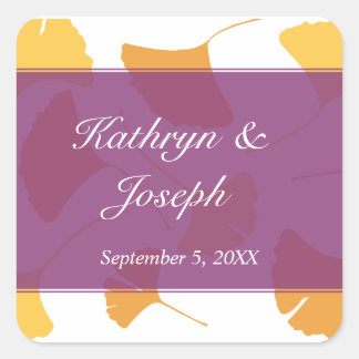 Sticker Carré Falling ginkgo feuille violet mariage faveur