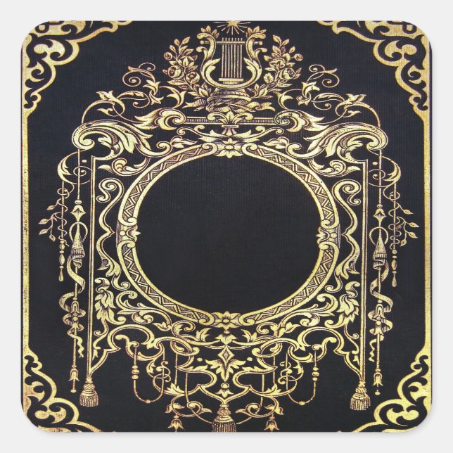 Sticker Carré Falln Ornate Gold Frame (Parfait pour un Monogramm (Devant)